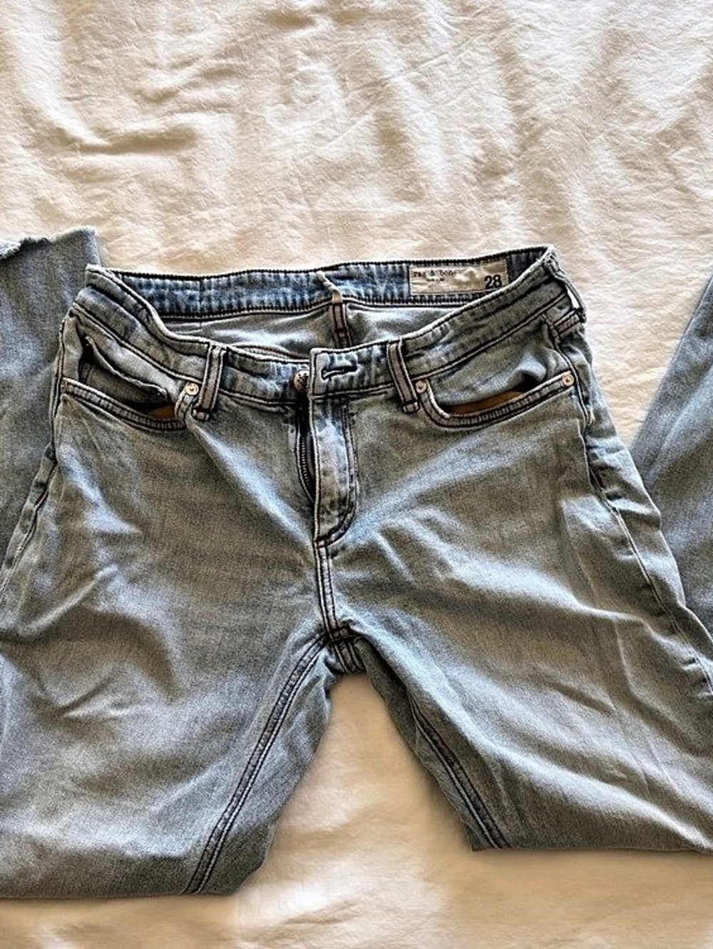 rag & bone Dre Low-Rise Slim Boyfriend Jeans Blue Waist 28